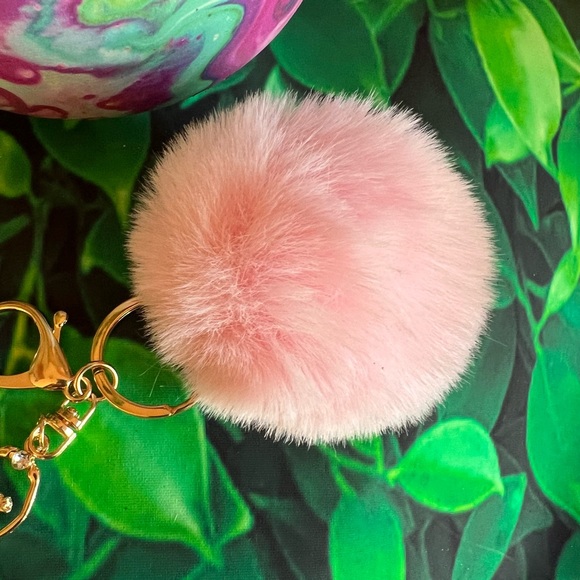 Enamel Ballerina Diamond & Pearl Accent with Pink Pom Pom Purse Charm /Key Charm - Picture 6 of 7